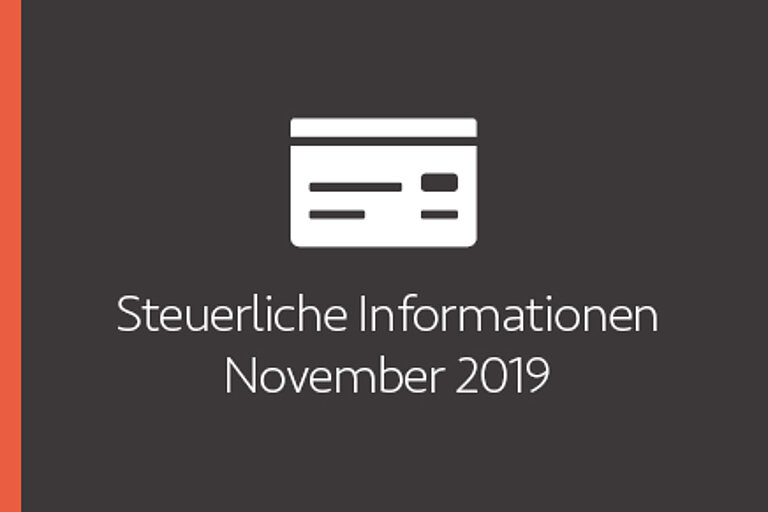 Steuerliche Informationen November 2019